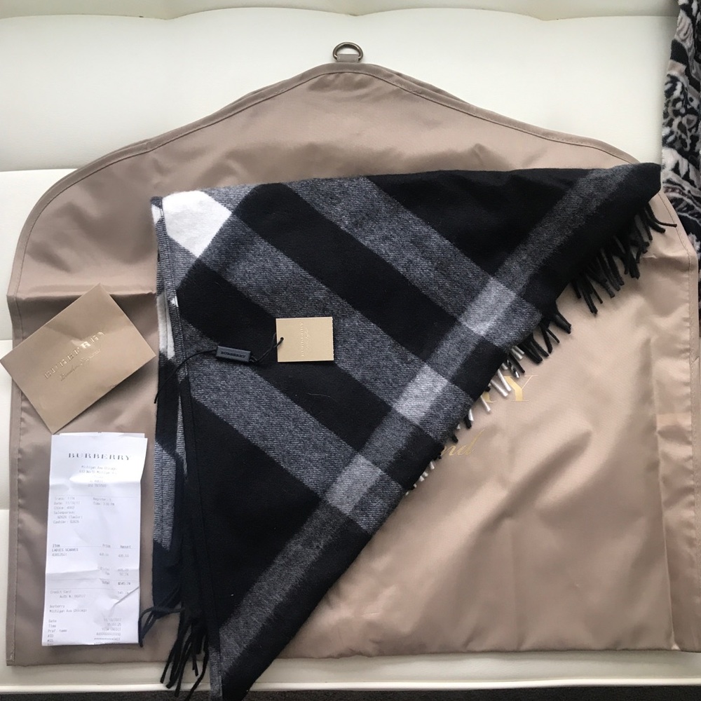 Black and White Burberry Scarf
